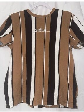 Hollister Must-Have Crew Tee in Tan with Black Trim